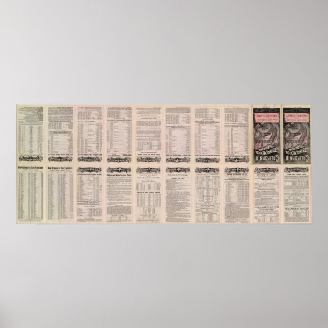 Póster Califórnia, Texas, Arizona e México (Frente)