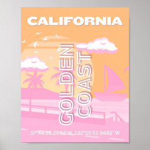 Poster California, Viagem Art, Preppy, Preppy Viagem