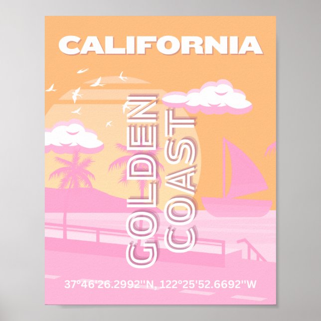 Poster California, Viagem Art, Preppy, Preppy Viagem (Frente)