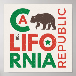 Póster California With Grizzly Bear Logo
