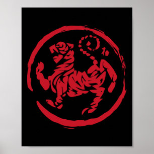 Poster Caligrafia Artes Marciais Ano Tigre Símbolo Karate