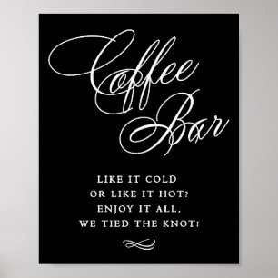 Poster Caligrafia Branca de Bar de Café Elegante   Mesa C