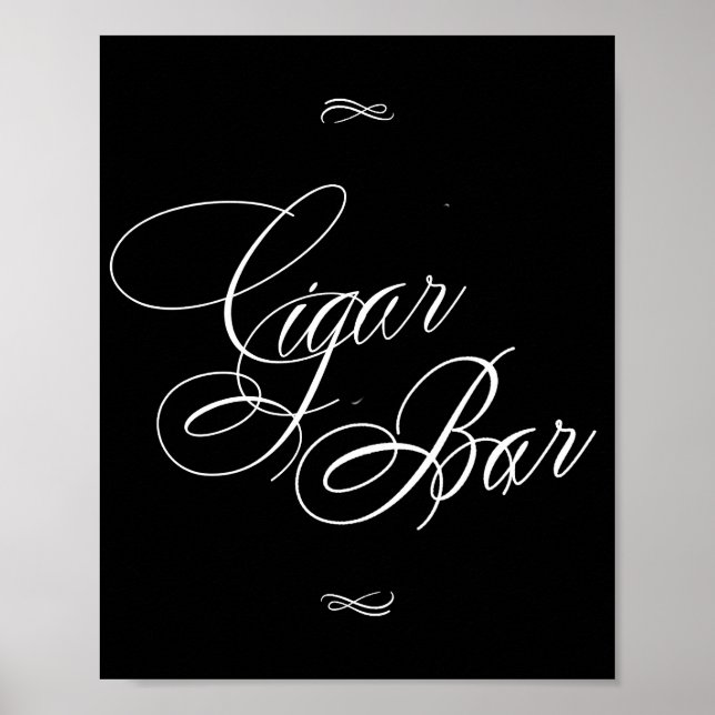 Poster Caligrafia Branca de Bar de Cigarros Elegante | Me (Frente)