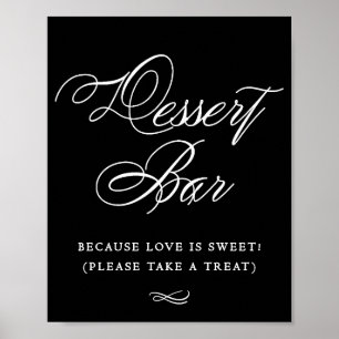 Poster Caligrafia Branca de Bar de Dessert Elegante Mes
