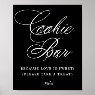 Poster Caligrafia Branca do Bar de Biscoito Elegante Me