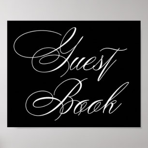 Poster Caligrafia Branca do Livro de Convidado Elegante