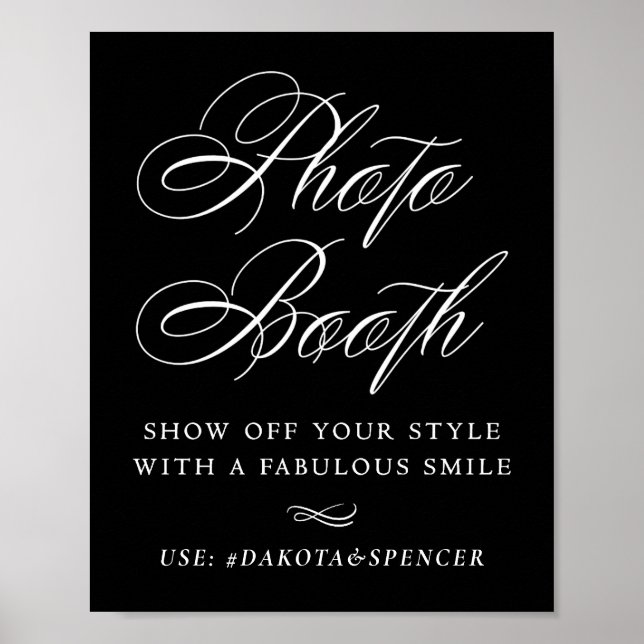 Poster Caligrafia Branca do Sorriso Elegante de Foto Boot (Frente)