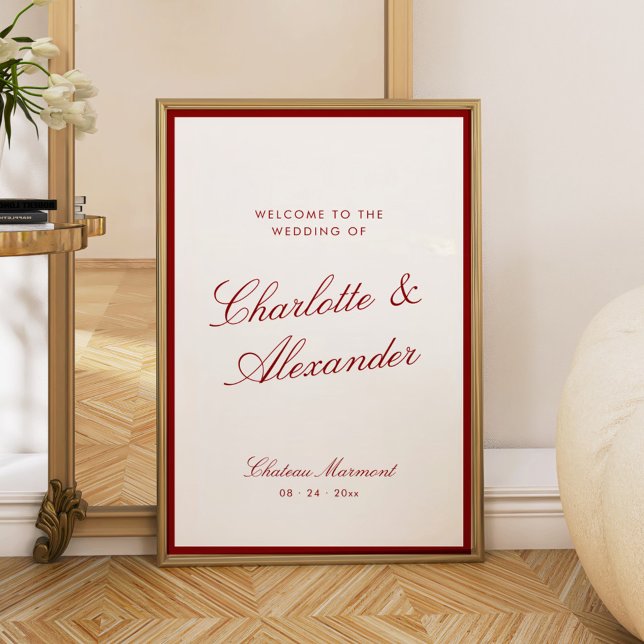 Poster Caligrafia Clássica Casamento Vermelho Fundo Antig (Criador carregado)