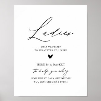 Poster Caligrafia Damas Sinal de Banheira de Casamento