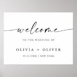 Poster Caligrafia de Boas-vindas Elegante Minimalista