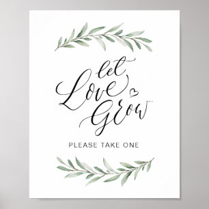 Poster Caligrafia "Deixe o Amor Crescer" Verde Rústico