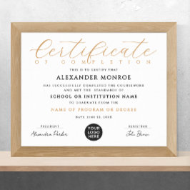 Poster Caligrafia do logotipo de certificado profissional