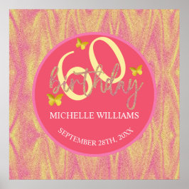 Poster Caligrafia Dourada à borboleta Elegante