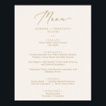 Poster Caligrafia Dourada Delicada | Cream Wedding Menu<br><div class="desc">Este delicado poster de casamento de creme de caligrafia em ouro é perfeito para um casamento moderno. A design romântica minimalista apresenta uma magnífica e elegante tipografia amarela ouro champanhe num fundo de creme de marfim com um aspecto simples e limpo. Este menu pode ser usado para recepção de casamento,...</div>