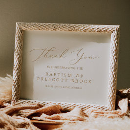 Poster Caligrafia Dourada Delicada | Favor do Batismo de 