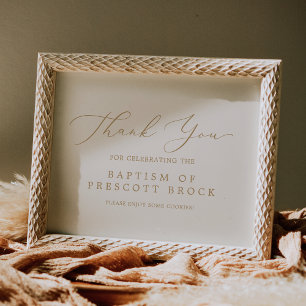 Poster Caligrafia Dourada Delicada   Favor do Batismo de 