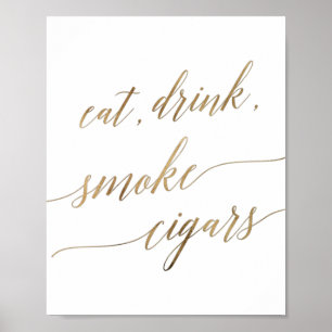 Poster Caligrafia Dourada Elegante Coma Cigarros De Fumaç