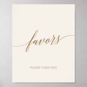 Poster Caligrafia Dourada Elegante Favors Marfim