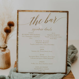 Poster Caligrafia Dourada elegante   Ivory O Menu Bar