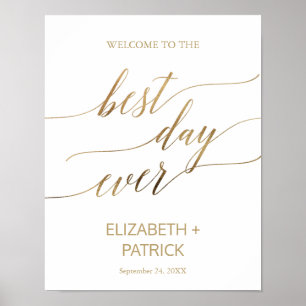 Poster Caligrafia Dourado elegante o melhor sinal do dia