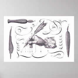 Póster Caligrafia, Escrevendo - Incrível 18º C. Engrenaçã