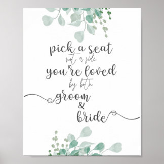 Poster Caligrafia Greenery Escolha um Sinal de Casamento