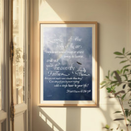 Poster Caligrafia Mateus 6 26 34 Bíblia Verso