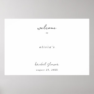 Poster Caligrafia Minimalista Boas-Vindas ao Chá de Bebê