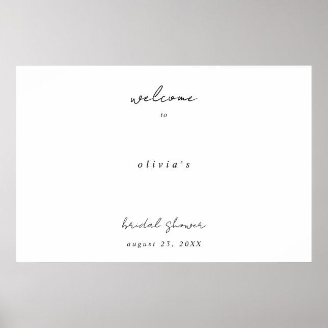 Poster Caligrafia Minimalista Boas-Vindas ao Chá de Bebê  (Frente)