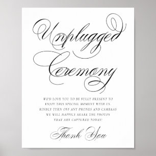Poster Caligrafia Negra de Cerimônia Não Ligada Elegante