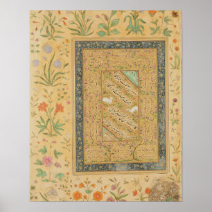 Poster Caligrafia pelo al-Mashhadi mestre iraniano de Ali