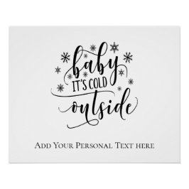 Póster Caligrafia Personalizada Baby Está Frio Lá Fora