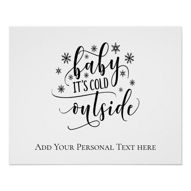 Póster Caligrafia Personalizada Baby Está Frio Lá Fora (Frente)