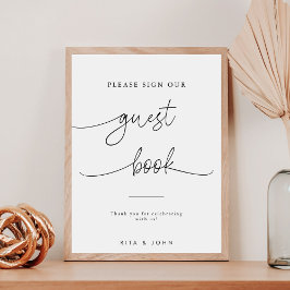 Poster Caligrafia Por Favor Assine Nosso Sinal De Guestbo