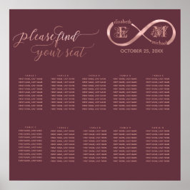 Poster Caligrafia por monograma romântico de ouro infinit