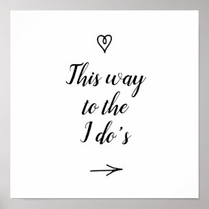 Poster Caligrafia rico por aqui para o casamento do I Do