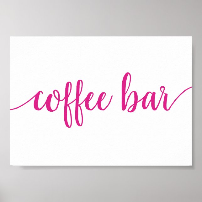 Poster Caligrafia rosa quente | Bubblegum Sinal de Bar de (Frente)