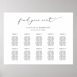 Poster Caligrafia Simples 10 Plano de Assentos Mesa