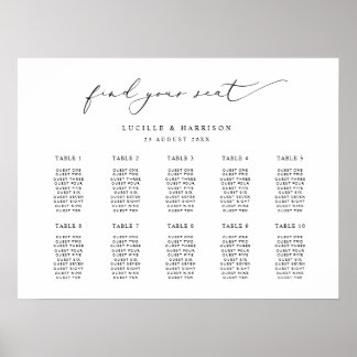 Poster Caligrafia Simples 10 Plano de Assentos Mesa