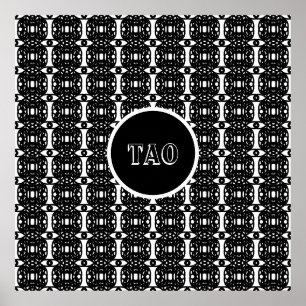 Poster Caligrafia Tao Preta e Branca Elegante