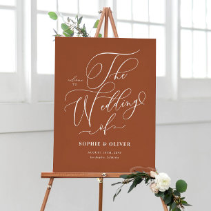 Poster Caligrafia Whimsical Terracotta Wedding Bem-vindo