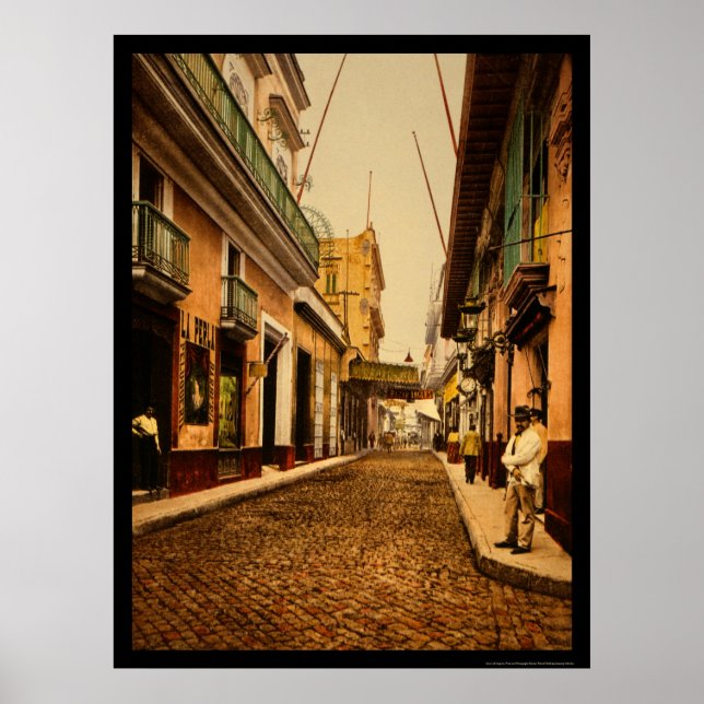 Póster Calle de Habana em Havana, Cuba 1900 (Frente)