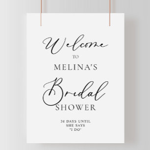 Poster Calligraphy Black and Gray Bridal Shower Welcome 