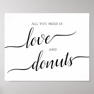 Poster Calligraphy Wedding "Love and Donuts" Sign