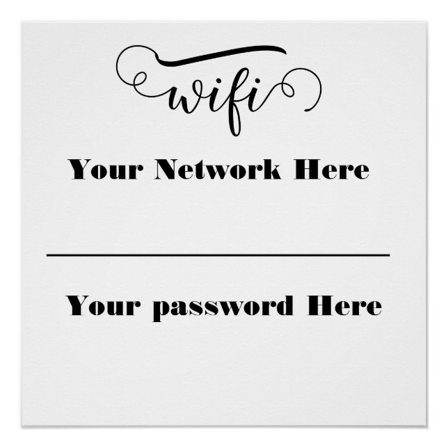 Póster calligraphy wifi password pedestal sign (Frente)