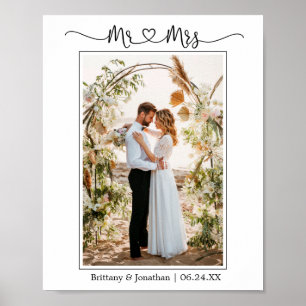 Poster Calliografia Heart Sr. e Sra. Wedding Photo