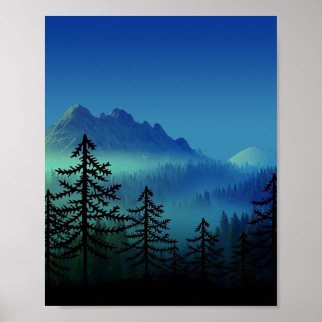 POSTER CALM MOUNTAIN MIDNIGHT FOREST (Frente)