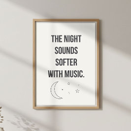 Poster Calm Music Quote Wall Art. Bedroom Night Decor