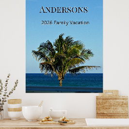 Poster Calm Palm Seascape | Family Name & Trip Year