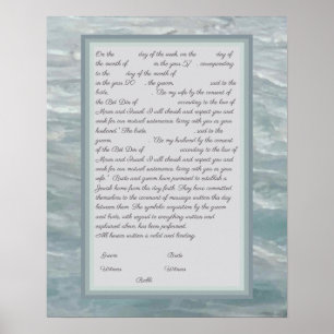 Poster Calm Seas Ketubah com texto de reforma canadense